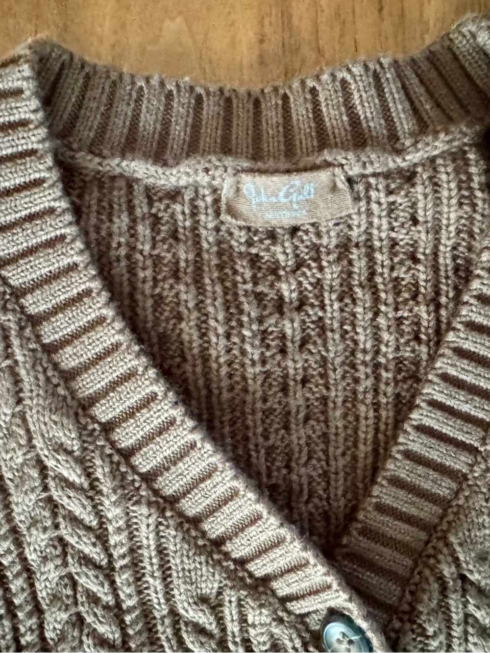 Brandy Melville John Galt Brown Elizabeth Cable Knit Cardigan Sweater OS - Picture 6 of 6
